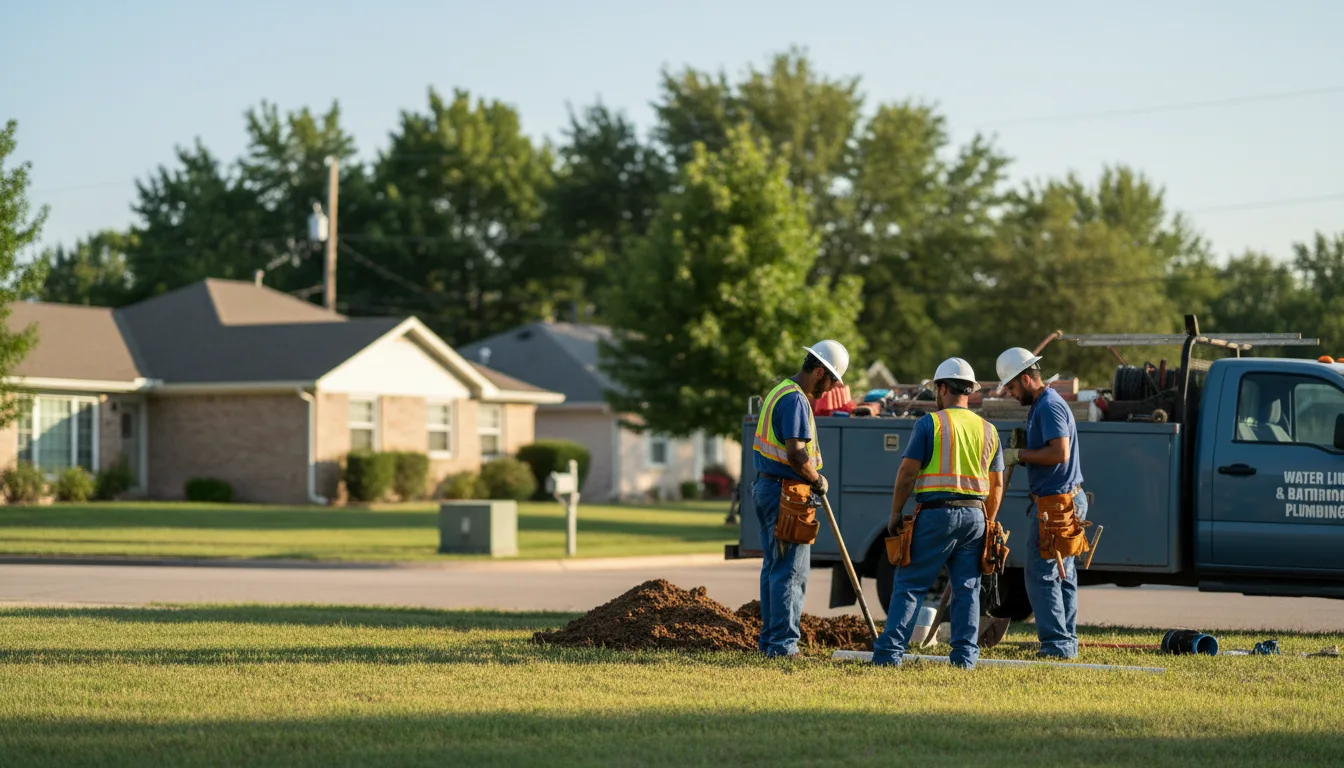 Residential water line and bathroom plumbing service in Garland, KS